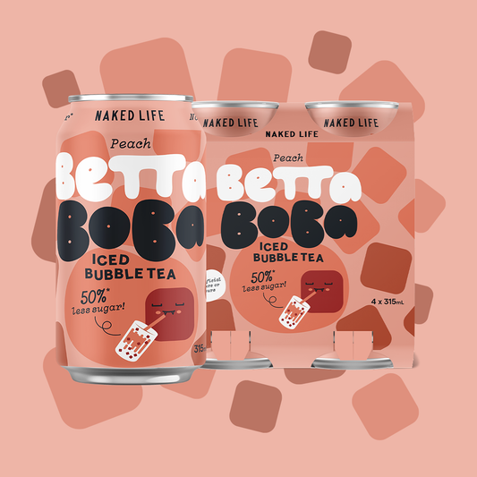 Betta Boba Peach Iced Bubble Tea 12 Pack